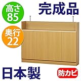日本製 完成品 薄型 カウンター下収納 奥行22 高さ85cm (120幅　扉タイプ, ナチュラル)