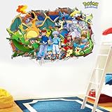 ホット3d Pokemon GoキュートPikachu壁デカールステッカービニール壁画子供部屋装飾