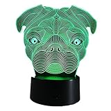 かわいいパグ犬フレンチブルドッグSharpei犬動物テーブルランプライトのLEDナイトライト7色変更子供ギフトホームDecor