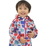 Little Bear Club (リトルベアークラブ)LBC フード付ジップアップジャケット（ウィンドブレーカー）四角と丸 ホワイト (110cm)