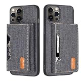 【Aqier】デニム財布ケース 互換性 APPLE iPhone 12 / iPhone 12 PRO 6.1 inch 分離式 両用 プレミアムデニム生地 電話ケース（ブラック）アップル アイフォン12プロ iPhone12 pro (6.1インチ）マグネット式 取り外し可能 三つ折り 財布カード ホルダーポケット 付き縄掛け バックカバー アップルiphone12pro BLACK