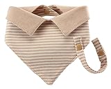 (ラボーグ)La Vogue スタイ 赤ちゃん よだれかけ かわいい ベビー ビブ 三角 女の子 男の子 スナップ おしゃぶりホルダー付き ボーダー柄 キッズ バンダナ コーヒー色