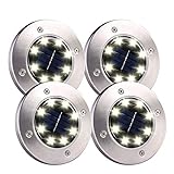 4個セット LEDガーデンライト ソーラーライト 太陽光パネル充電 パスライト アウトドア スポットライト 屋外 防水 埋め込み式 夜間点灯 耐衝撃 景色照明 屋外 芝生 庭 玄関先 車道 照明 (暖