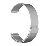 Rsien MOTO 360 2nd gen バンド ベルト マグネット ミラネーゼループ ステンレス 留め金製 メッシュ (22mm, シルバー)