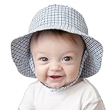 Huggalugs Boys Blue Plaid Seersucker Sun Hat UPF 25 + カラー: ブルー