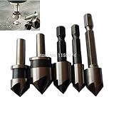 5 ピース hss 5 フルート皿ドリル ビット 82-90度先端角面取り面取り countersinking カッター 1/4 "六角丸シャンク