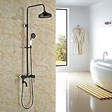 Rozinオイルはブロンズバスタブシャワー蛇口セット8 "雨ヘッドwith Handスプレー