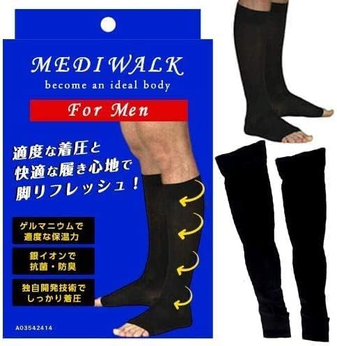 [MKY Company] 着圧ソックス メンズ メディウォーク 加圧 靴下 ハイソックス 弾圧ストッキング 男性用 つま先なし レッグウォーマー オープントゥー 昼夜用 コンプレッション ビジネス スポーツ