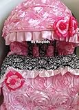 Infant Carseat Canopy Cover Blanket 4 Pc Whole Caboodle Baby Car Seat Cover Kit 3d Rosette Damask Fa