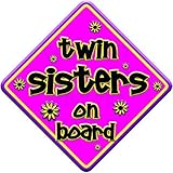 Non personalised FLORAL TWIN SISTERS novelty baby on board car window sign. by Just The Occasion