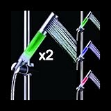 TOOGOO ( R ) 2 x RGB LEDシャワーヘッド3色ハンドシャワーと温度センサー