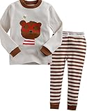 [Vaenait Baby]キッズ12ヶ月-9歳綿100％ルームウェア長袖パジャマ寝間着上下セット Glasses Bear 110