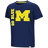 Michigan Wolverines Youth NCAA Colossus of Clout半袖Tシャツ – ネイビー、 Medium (12/14) with Your Name Embroid