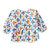 幼児 赤ちゃん ベビー 子供服 お食事用 スモック 幼稚園キッズ 絵画用エプロン うわっぱり 防水 防汚 洗いやすい 柔らかい 綿製 1－2歳 2PCS