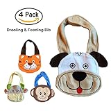 Baby Bibs Set of 4 Animals. The Best Baby Gifts! These are CUTE Drooling, Teething & Feeding bibs - 