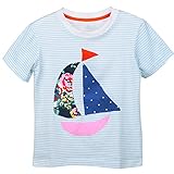 OKIDSO 子供ポロシャツ　女児Tシャツ　ベビー服　　普段着　学校用　夏秋新作　綿100%　半袖　プリント　ブルー　100-140CM オシャレ (130CM, A柄)