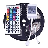 INIEIWO 16.4FT SMD 5050 Non-Waterproof 300LEDs RGB Flexible LED Strip Light Lamp + 44Key IR Remote C