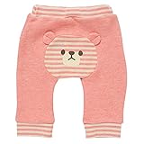 西松屋 [EFD] 裏毛バックくまボーダーサルエルパンツ 【60-70cm】　ピンク
