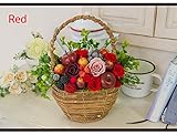 プリザーブドフラワー バスケットアレンジ 木の実 アーティフィシャル (レッド)