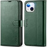 TUCCH iPhone 14 対応 ケース 手帳型 iPhone14 ケース手帳型 カード収納 スタンド機能 高級PU合皮 マグネット [RFIDブロッキング] アイフォン14 財布型 スマホケース (アイフォーン14 6.1 インチ対応) ミッドナイトグリーン