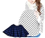 FunMarket 360度安心 ママパパ兼用 授乳ケープ 育児 ポンチョ 授乳ストラップ付き 出産祝い (ボーダーブルー)