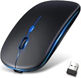 【極薄型モデル＆Type-C充電式】マウス 無線 Bluetooth 5.2 ワイヤレスマウス 静音 瞬時接続 小型 高感度 ブルートゥース 2.4GHz 3段階DPI切替 省エネ 7色ライト 光学式 高耐久性 Mac/Windows/Surface/パソコン/Mac 対応 TELEC認証取得済み (black)