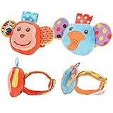 geefiaベビー動物手首ラトルと足Finder Sock Set教育玩具ソフトCartoon Toy Monkey and Elephantスタイルベビーシャワーギフト4個