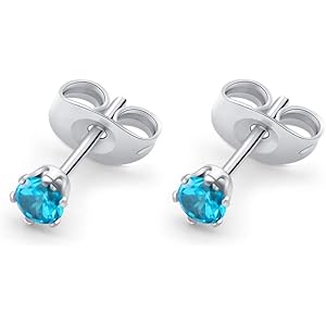 サージカルステンレス ピアス 3mm 1ペア アクアマリン メンズ レディース
