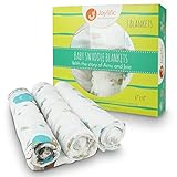 ベビーMuslin Swaddle Blankets – 完璧な教育、ソフトコットン100 % 3パック、おくるみと受信毛布、ベビーシャワーのギフト、with Mini Story " Amu the
