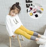 カラー スプライス キッズ レギンス 10分丈 ガールズ スパッツ カラフル 女の子 可愛い 無地 子供服 シンプル 春 夏 秋 冬 (S, ホワイト＋ピンク)