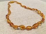 14 Inch Baltic Essentials Amber Teething Necklace Certified Bean shape Polished Honey Cramps, Inflam