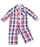 Oceankids ベビーボーイズの赤ちゃんの女の子の幼児のアウターウェアのチェック柄のジャンプスーツ レッド 18-24 ヶ月