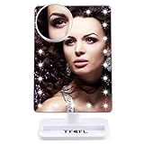 Tfcflリムーバブル調光機能付きLED照明付きメイクアップミラー22 LED 10 x拡大鏡メイクアップミラーのバスルーム、ベッドルームシェービングドレスTabletop ホワイト