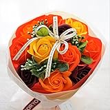 BIO Newローズブーケ フレグランスソープフラワー クリアバック・ギフトボックス付 お祝い 記念日 お見舞い バレンタインデー ホワイトデー 母の日 (パッションオレンジ)
