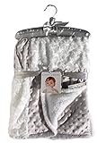 Blankets & Beyond Rosette and Dots Baby Blanket, Light Grey and White W/ Decorative Satin Hanger by 