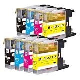 brother インクカートリッジ ブラザー LC12 LC17互換プリンターインクLC12-4PK LC17-4PK 8本セット(4色セットx2) LC12C LC12M LC12Y LC12BK 大容量タイプ 残量表示可能icチップ付 大阪インク