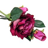 POTOJP 造花 手作り 造花 ローズ ブーケ 枯れないお花 本物みたい 工芸 高級 贈り 壁掛け 結婚式 誕生会 二次会 お祝い 花束プレゼント インテリア 华道 (パープル)