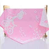 3重ガーゼ ベビーケット ひざ掛け 保温性 ふわふわガーゼタオル 通気性 子供バスタオル キッズ用ブランケット 108x108cm 鹿 ピンク