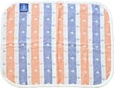 エムール 4重織りガーゼ ベビーミニケット 65×50cm おむつマットにも イカリボーダー柄 日本製 サンセットオレンジ [Baby Product]