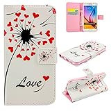 UNEXTATI Galaxy S6 用 ケース PU レザー 手帳型ケース カバー 液晶保護 カード収納 スタンド機能 Samsung Galaxy S6 対応 (レッド #1)