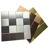 art3d Peel and StickタイルメタルBacksplashのキッチン、copper-champagne-silver ( 3サンプル）