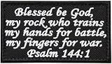 ワッペン 旧約聖書 詩篇 Psalm 144章1節 マジックテープ（ベルクロ・面ファスナー）着脱 ミリタリー サバゲー 刺繍パッチ