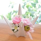 [florence du]プリザーブドフラワー 鶴デザイン陶器アレンジメント(ホワイト） 敬老の日ギフト 贈り物 プレゼント 還暦 和風