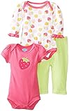BON BEBE Baby-Girls Newborn Strawberry Pant Set with 2 Bodysuits Multi 6-9 Months [並行輸入品]