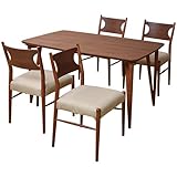 大川家具 天板UV塗装ウォールナット突板ダイニングテーブル・チェア5点セット ブラウン SKT-0045