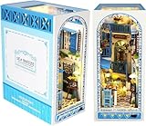 ミニチュア ドールハウス キット ブックスタンド 本棚の装飾品 ドールハウス DIYクラフト 手作り木製ギフトドールハウス 初心者-誕生日、休日、クリスマスプレゼント14歳以上対象 (D)