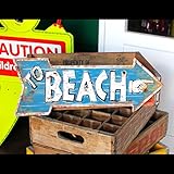 アンティークエンボスプレート「Beach」（ARROWサイン）　／ブリキ製看板／ティンサイン／アメリカン雑貨／