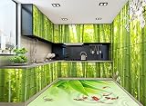 Sproud 3D の床の壁紙竹新鮮な壁紙 3 D フロアタイル粘着 Non-Slip 階 430 Cmx 300 Cm の壁紙 3 D を着用