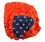 Onyx Arrow Baby Blanket, Navy White Anchors Cotton Print, Red Minky Dot, Satin Ruffle Trim, Mix and 