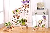 龙飞@ ヨーロッパスタイル3層4層アイロンフラワーラック、バルコニーリビングルーム廊下ベッドルーム庭フラワーポットシェルフ 園芸ラック ( 色 : ゴールド , サイズ さいず : Four laye
